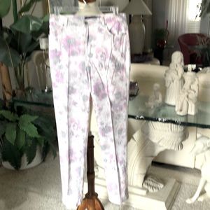 SZ 6 NWOT SOFT PRINT Gloria Vanderbilt Amanda GREAT SUMMER PANTS. LINEN LOOK